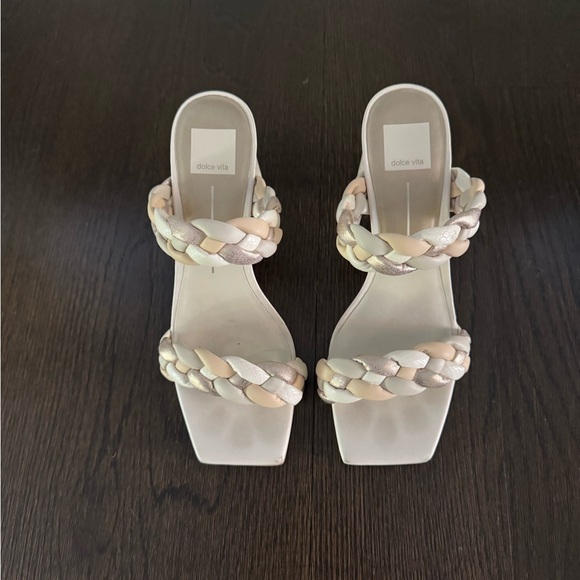 Dolce Vita Women's Braided Sandals in Cream and Tan - Picture 1 of 3